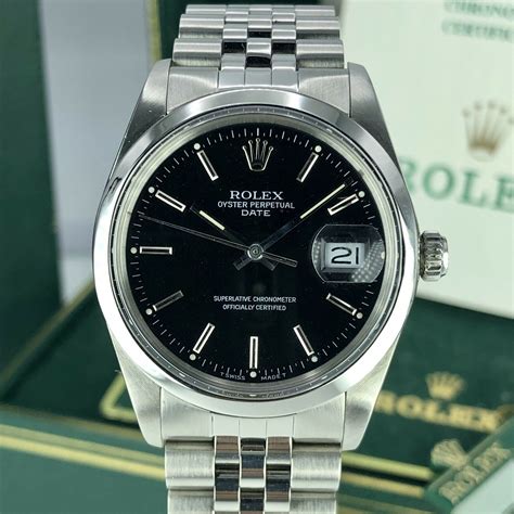 rolex 15000 black dial jubilee bracelet|Rolex black dial.